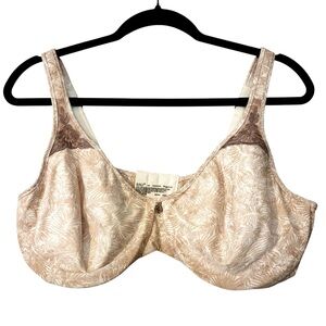 NWOT Bali 40D Cream and Brown Underwire Unpadded Bra Full Coverage